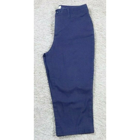 ST JOHN'S BAY Pants Women's Straight Leg Crop Stretch Med Rise Solid Blue 6 - Picture 7 of 11